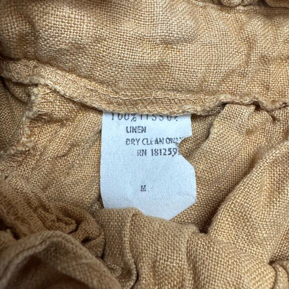 Vintage Khaki Tan 100% Linen Button Up Midi Skirt Size 4 FINITY Modest Lagenlook - Picture 4 of 6